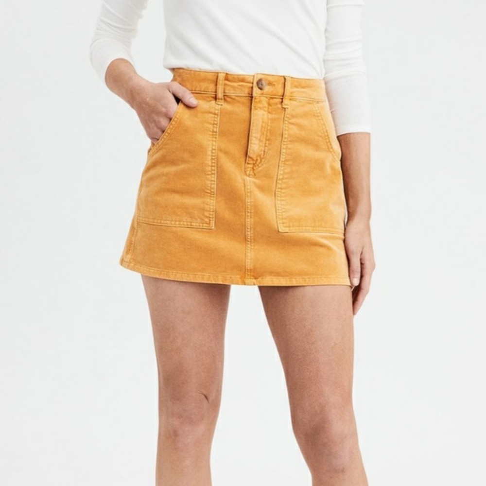 American Eagle courduroy yellow mini skirt
